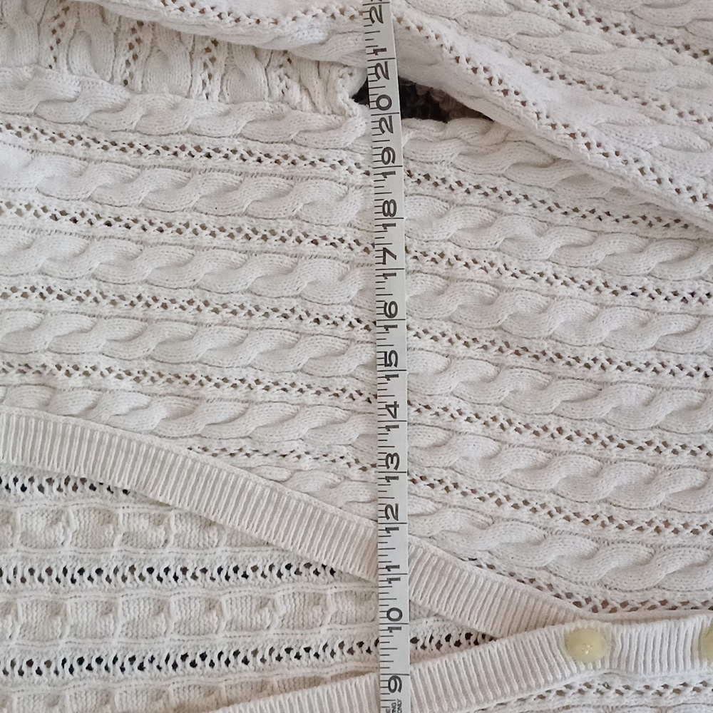 🔥🔥🔥Christie & Jill vintage cableknit V-neck cream cardigan M - Picture 10 of 14